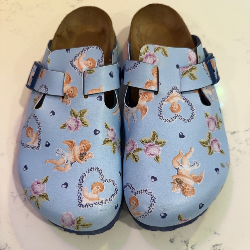 Birkenstock Papillio Boston clog cherubs angels blue 39 y2k